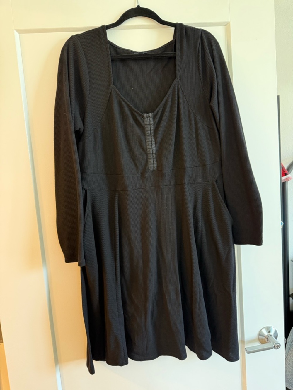 torrid Black Long-Sleeve waffle fabric dress torrid size 2 - Picture 2 of 7